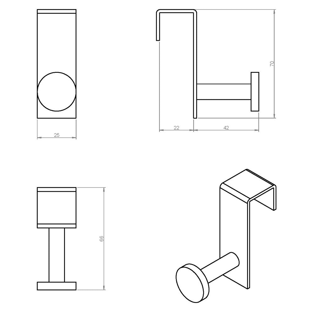 Appendino da appoggio in ottone cromato della collezione 'Stick' by Cosmic - 2