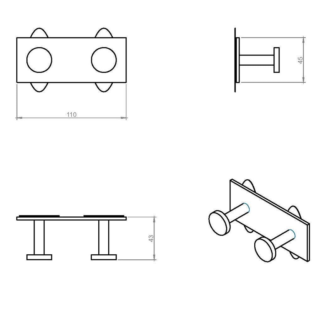 Appendino doppio da incollo in ottone verniciato della collezione 'Stick' by Cosmic - 11x4