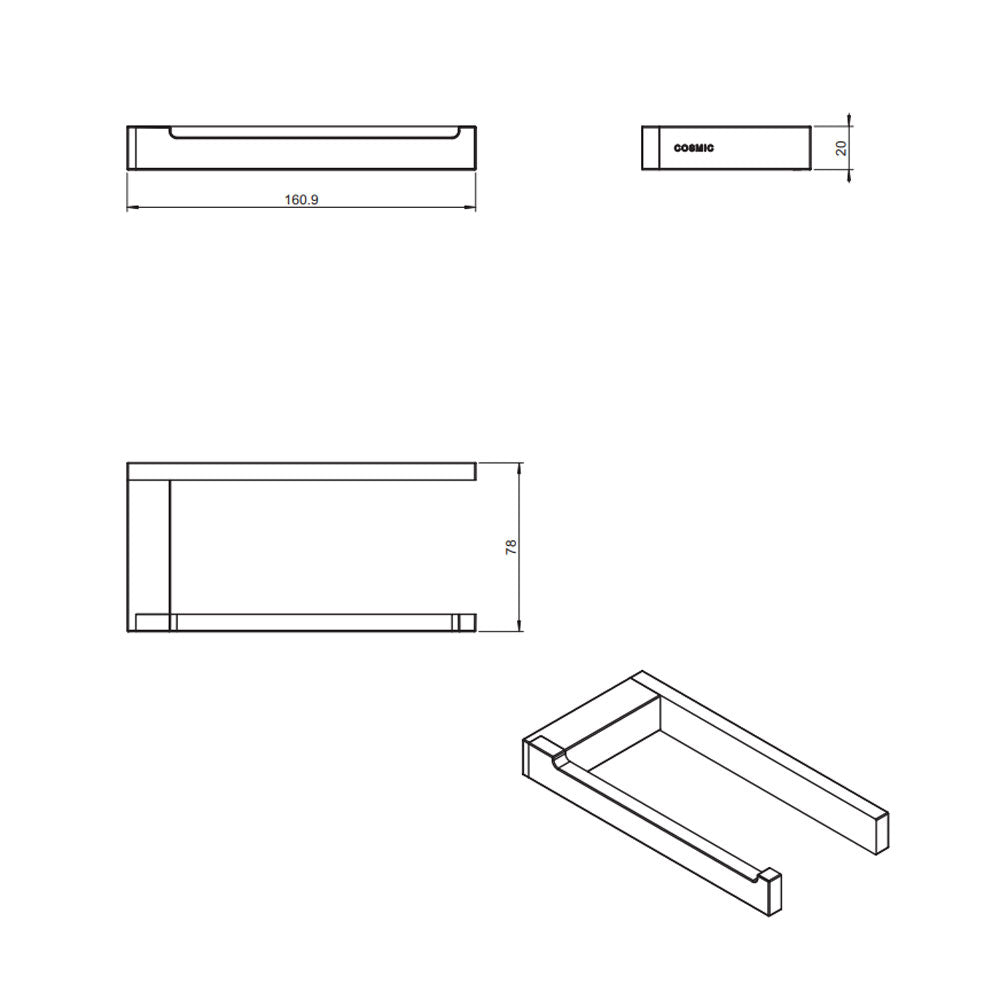 Porta rotolo a muro in ottone cromato della collezione 'Bath Life' by Cosmic