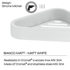 Portaoggetti angolare doccia in Acciaio Inox AISI 304 e Cromall Outline di Gedy - Bianco Matt