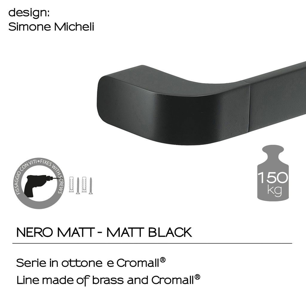 Portasalviette 25 cm in Ottone e Cromall Outline di Gedy - Nero Matt