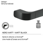 Portasalviette 35 cm in Ottone e Cromall Outline di Gedy - Nero Matt