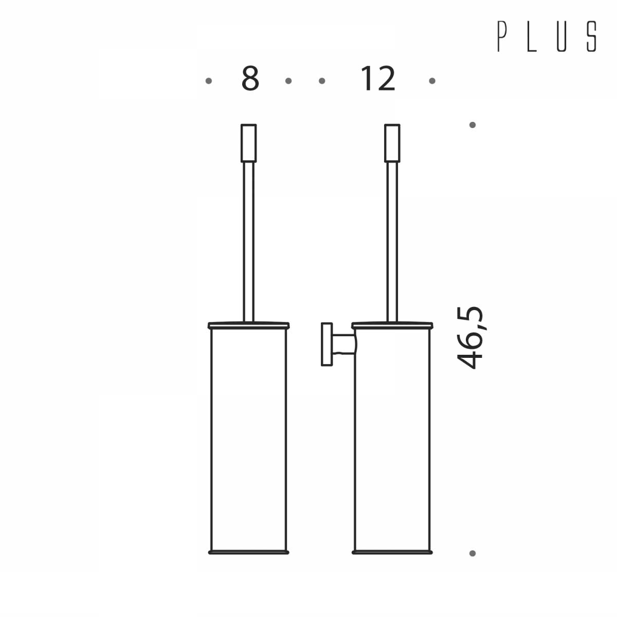 Porta Scopino WC da Muro in ottone Nero Opaco collezione Plus di Colombo Design