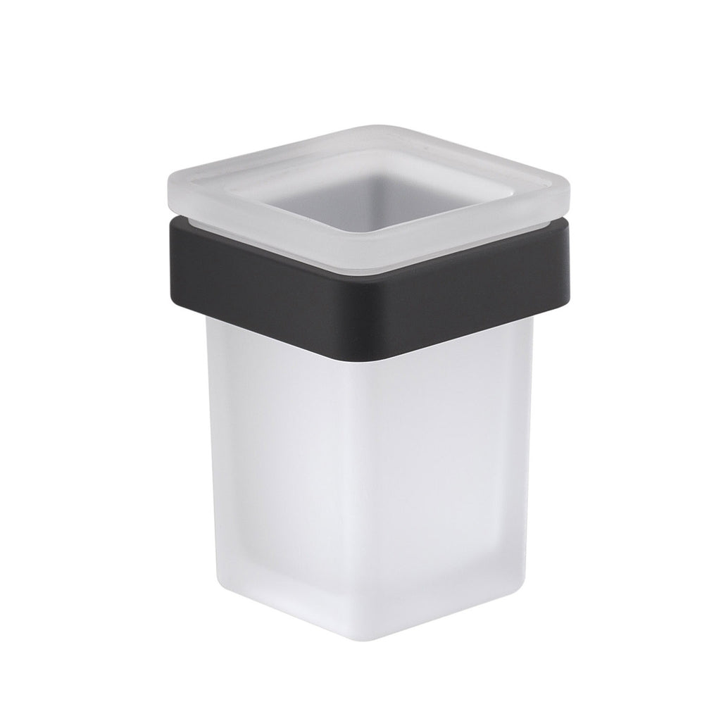 Portaspazzolini in Ottone e Cromall Gedy serie Samoa - Nero Matt