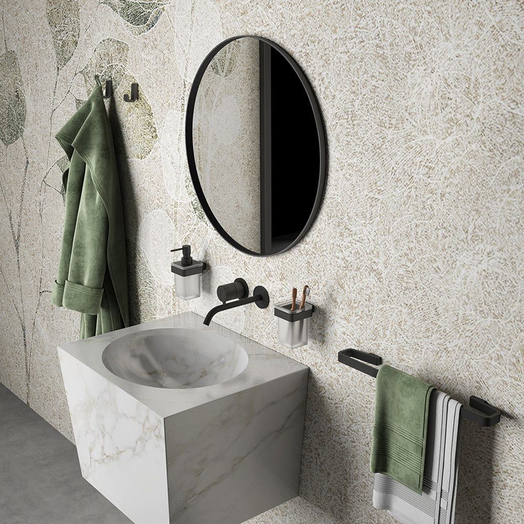 Portaspazzolini in Ottone e Cromall Gedy serie Samoa - Nero Matt