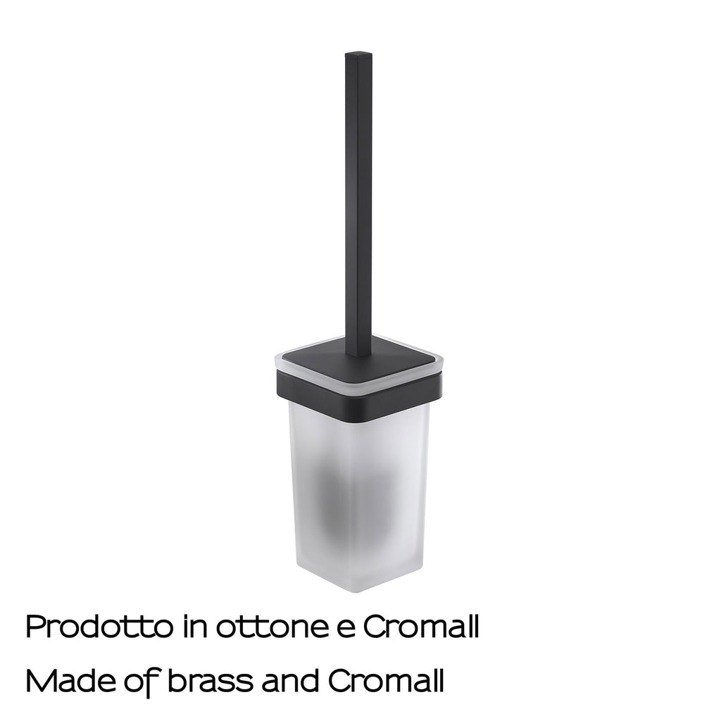 Scopino con ciuffo in setole in Ottone e Cromall Gedy serie Samoa - Nero Matt