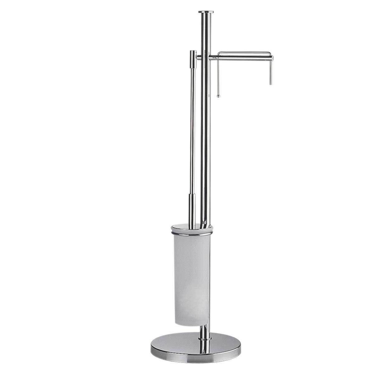 Piantana con porta rotolo e porta scopino in ottone cromato lucido collezione Plus di Colombo Design