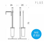Piantana con porta rotolo e porta scopino in ottone cromato lucido collezione Plus di Colombo Design
