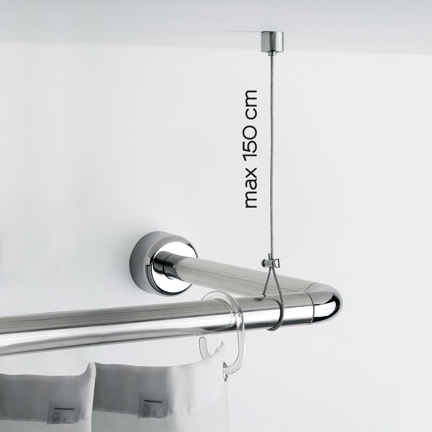 Supporto a soffitto per tende doccia di Gedy in ottone cromato L. 150 cm