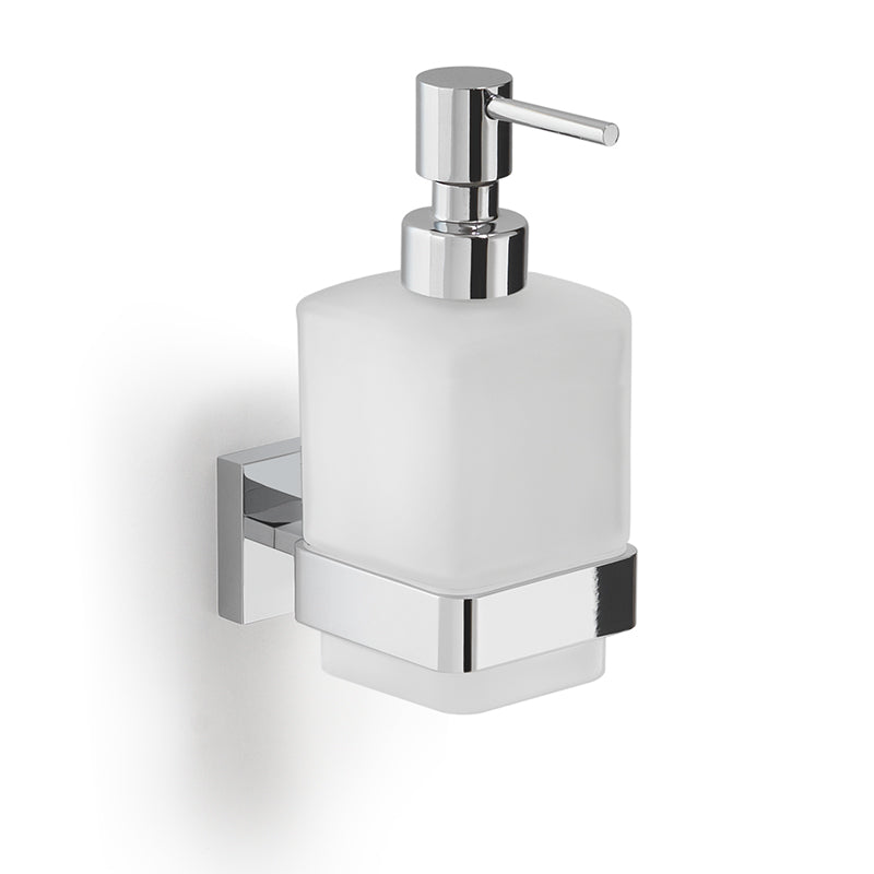 Dosasapone a muro Gedy modello Elba con contenitore in vetro satinato - Cromato