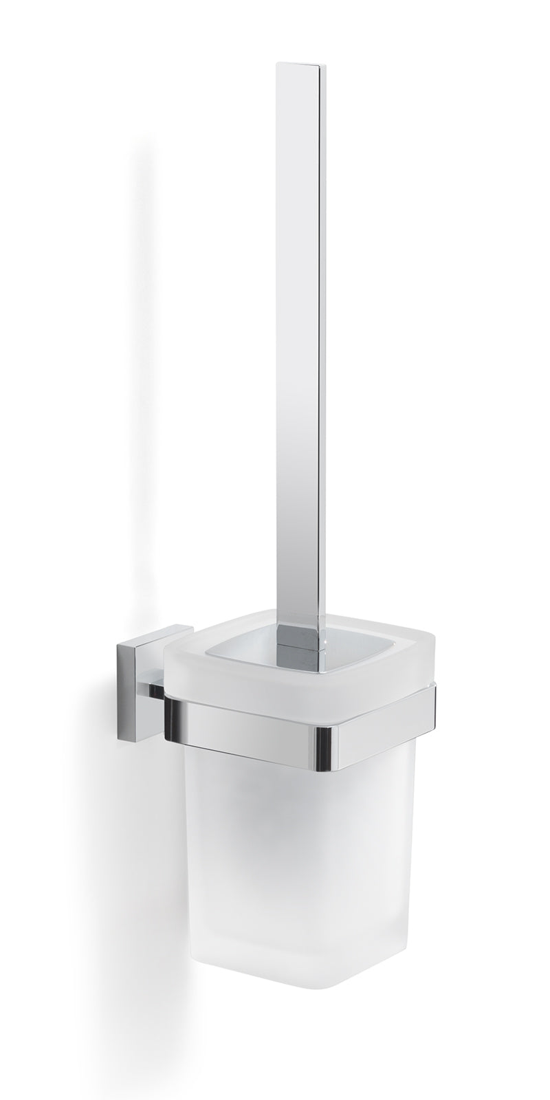 Portascopino WC a muro Gedy modello Elba con contenitore in vetro satinato - Cromato