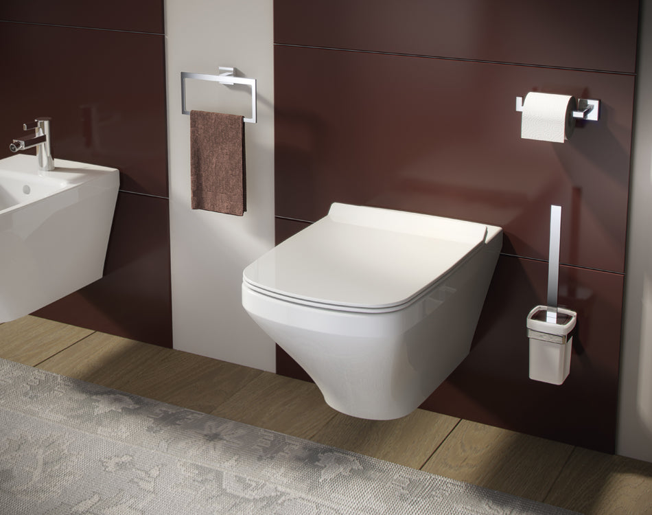 Portascopino WC a muro Gedy modello Elba con contenitore in vetro satinato - Cromato