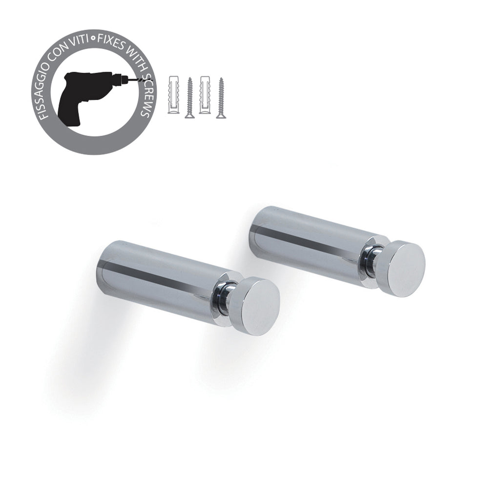 Appendiabiti 2 pezzi lunghi tondi in ottone modello Cordelia di Gedy - Cromato