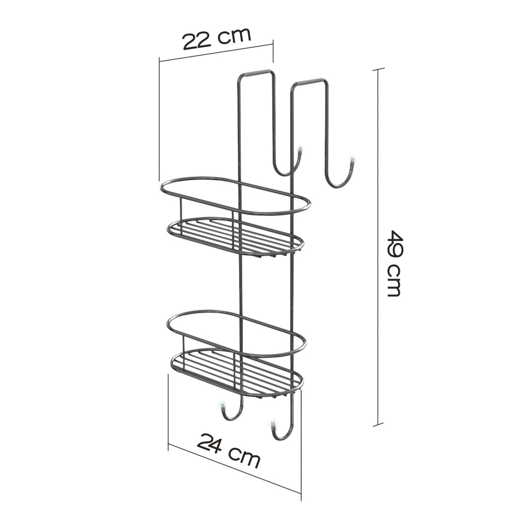 Portaoggetti doccia ovale appendibile a 2 ripiani di Gedy modello Tito - Cromato