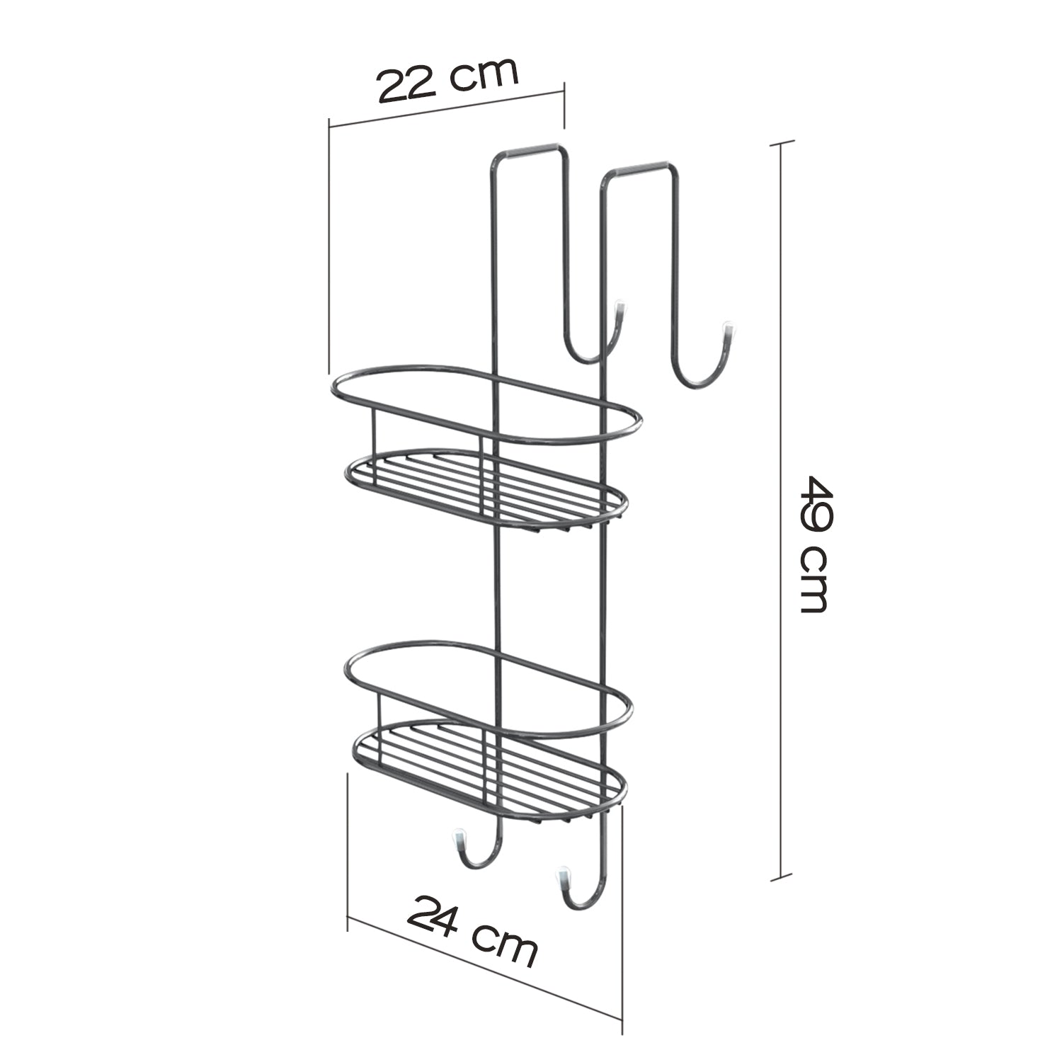 Portaoggetti doccia ovale appendibile a 2 ripiani di Gedy modello Tito - Cromato