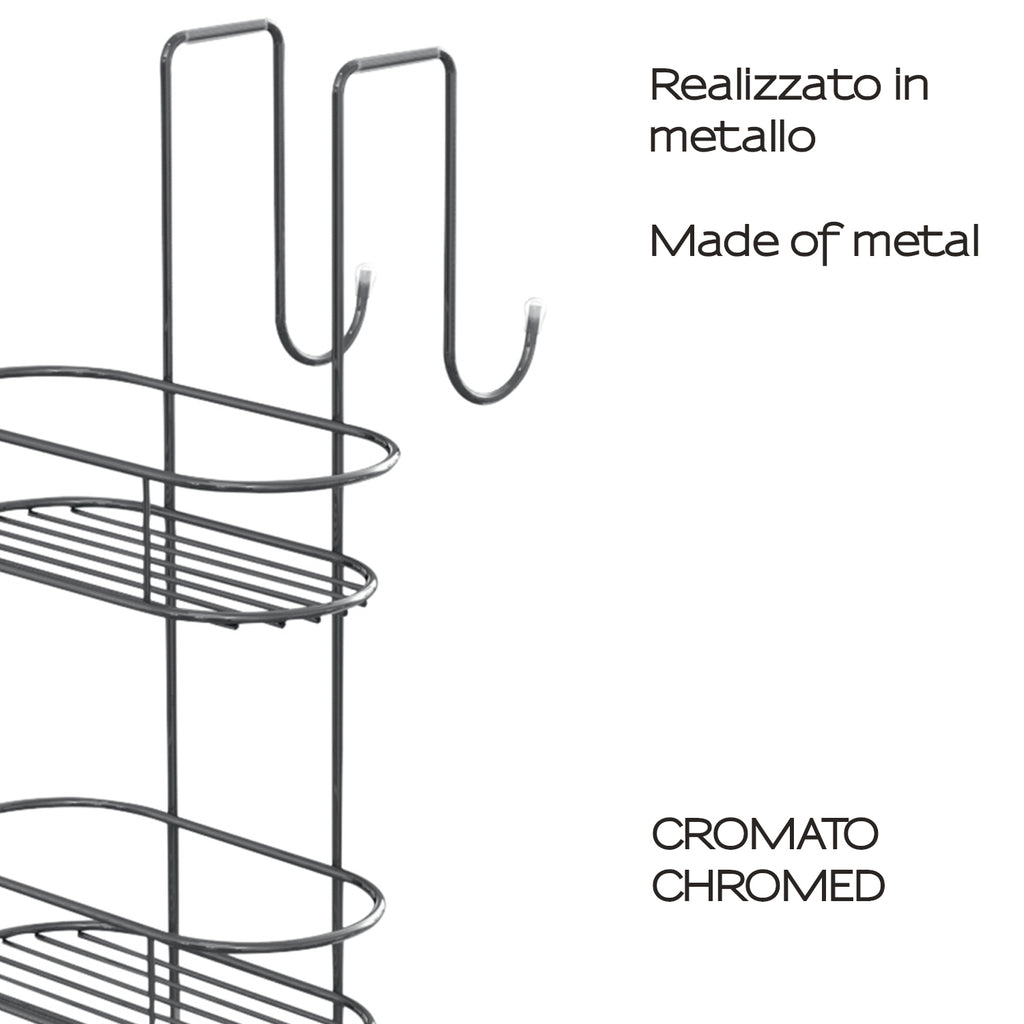Portaoggetti doccia ovale appendibile a 2 ripiani di Gedy modello Tito - Cromato