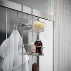 Portaoggetti doccia ovale appendibile a 2 ripiani di Gedy modello Tito - Cromato