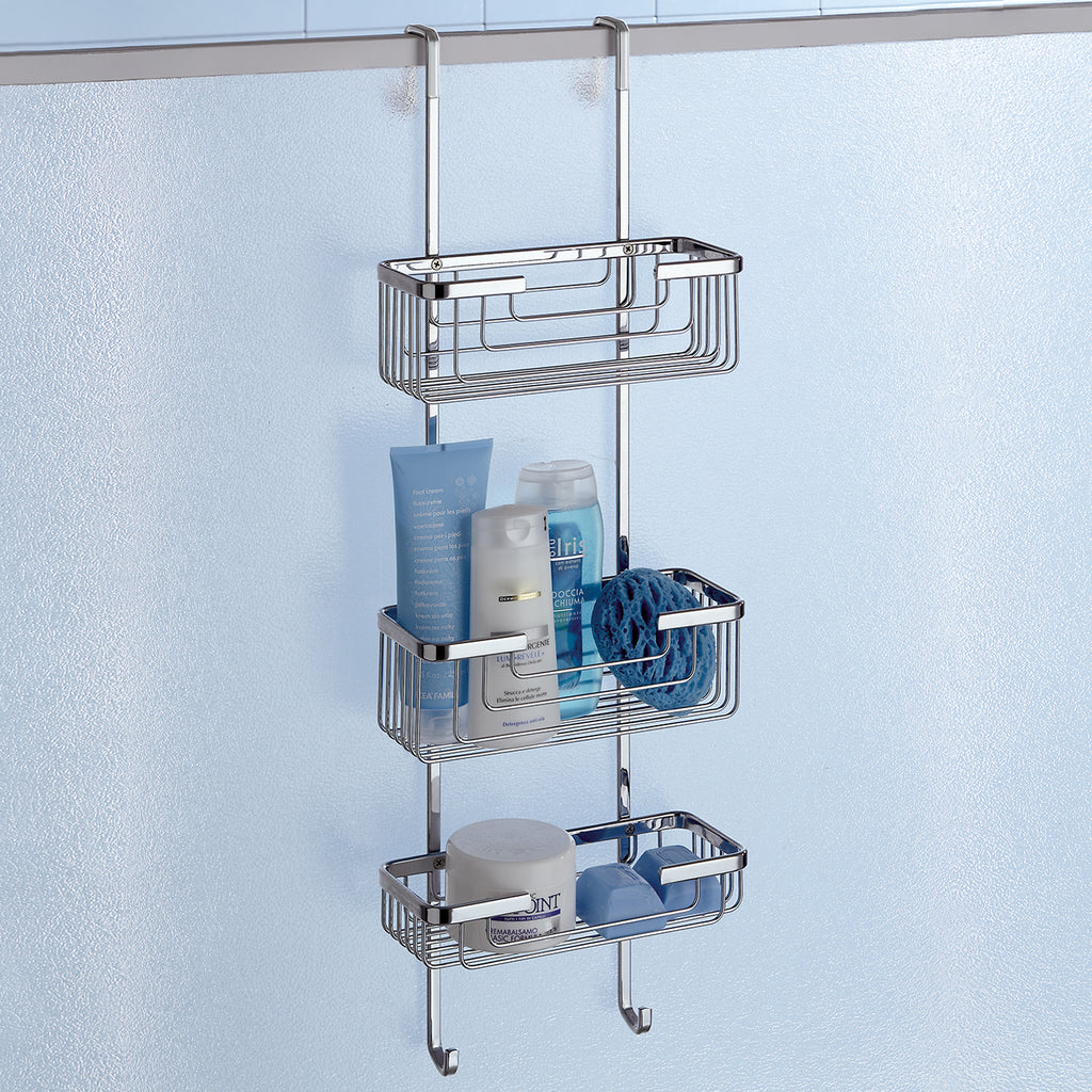 Portaoggetti doccia appendibile a 3 ripiani in Ottone modello Apollo di Gedy - Cromato