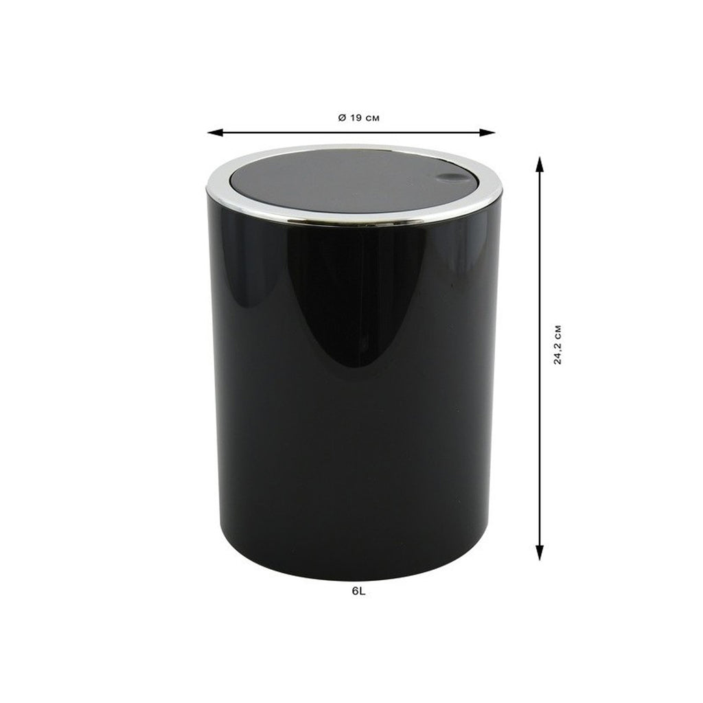Cestino 6L in ABS modello Kamaka con coperchio basculante rimovibile - Nero