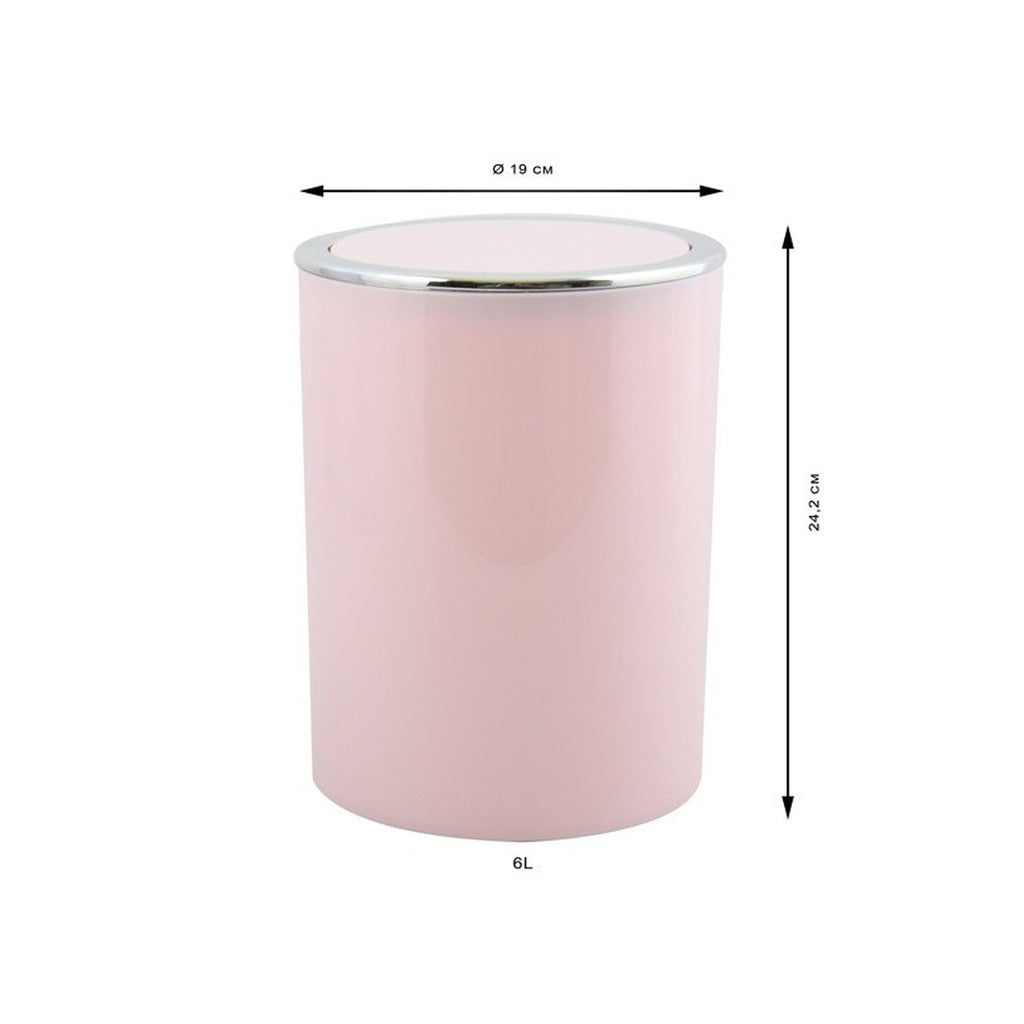 Cestino 6L in ABS modello Kamaka con coperchio basculante rimovibile - Rosa Pastello