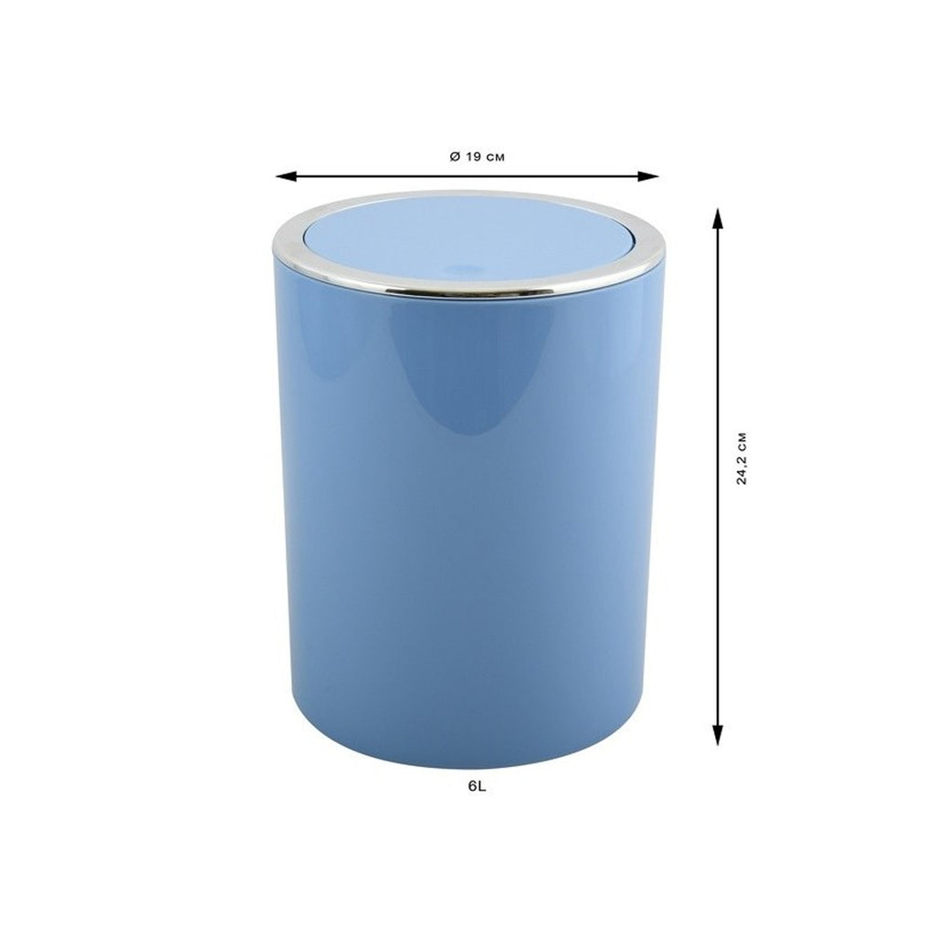 Cestino 6L in ABS modello Kamaka con coperchio basculante rimovibile - Blu Pastello