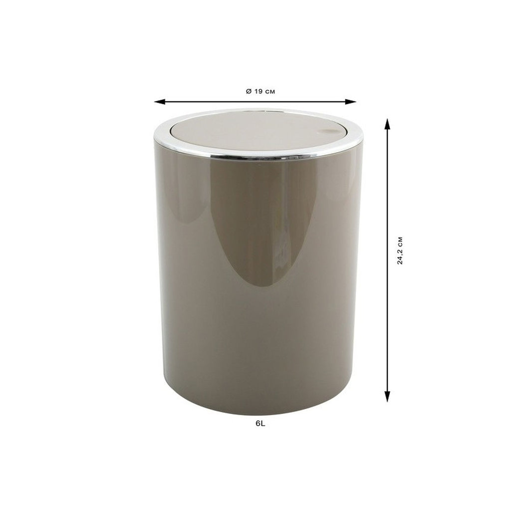 Cestino 6L in ABS modello Kamaka con coperchio basculante rimovibile - Tortora