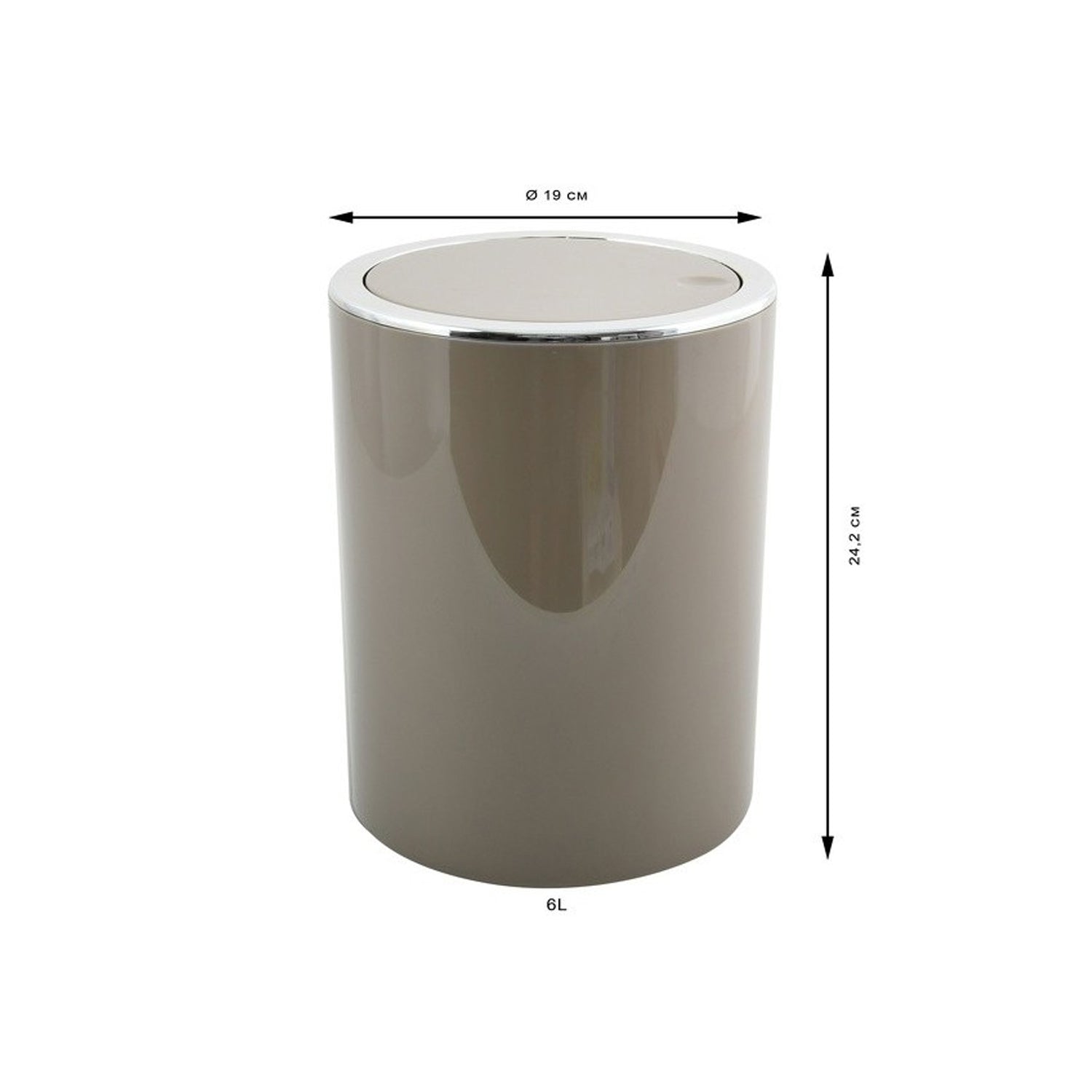 Cestino 6L in ABS modello Kamaka con coperchio basculante rimovibile - Tortora