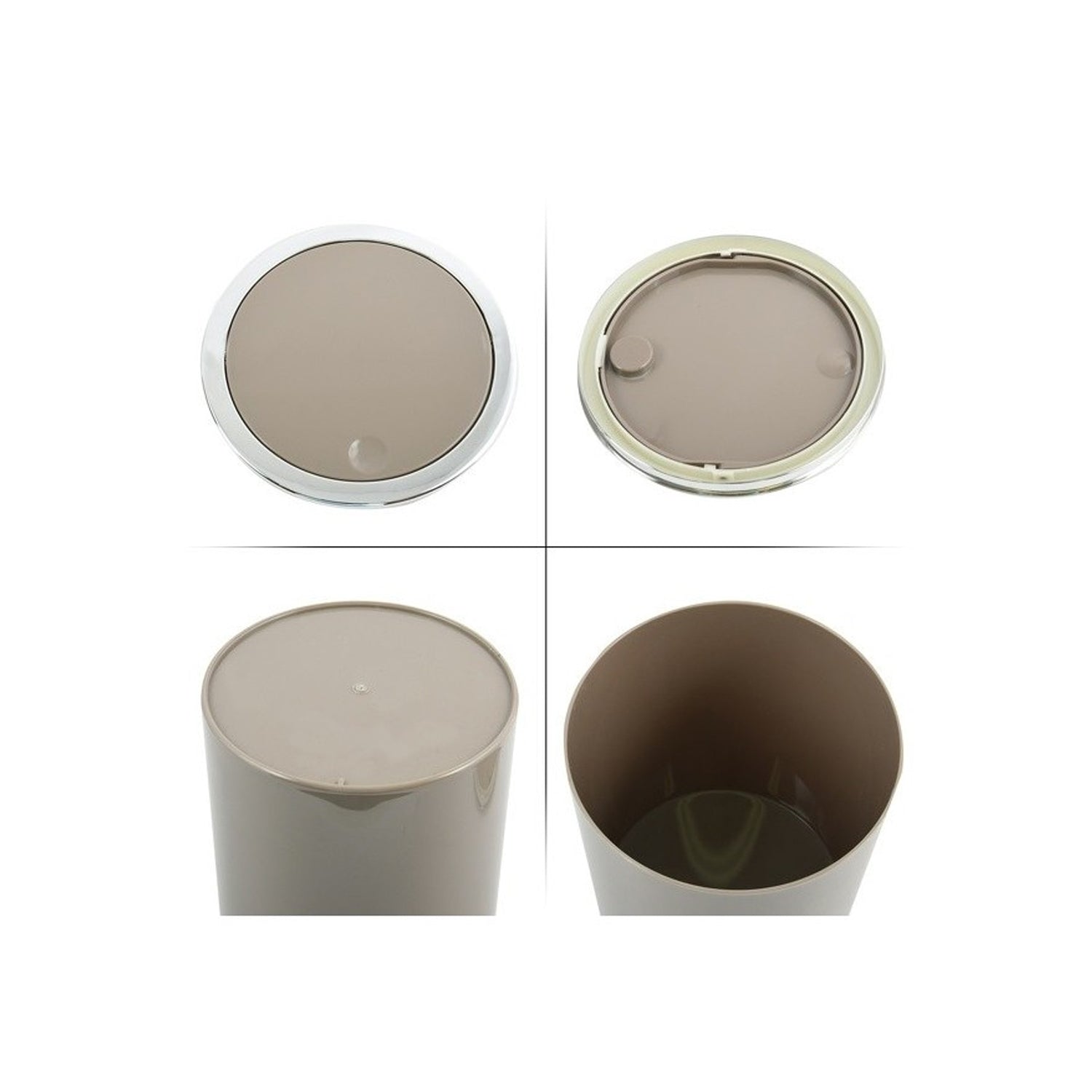 Cestino 6L in ABS modello Kamaka con coperchio basculante rimovibile - Tortora