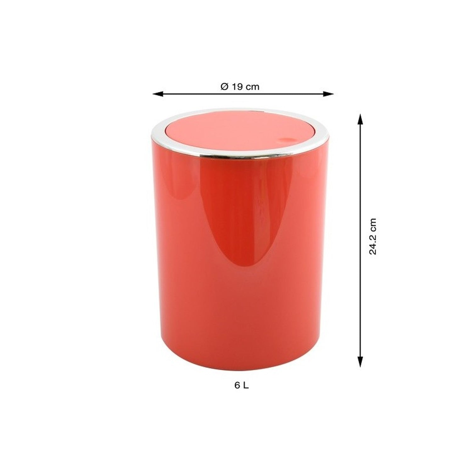 Cestino 6L in ABS modello Kamaka con coperchio basculante rimovibile - Rosso