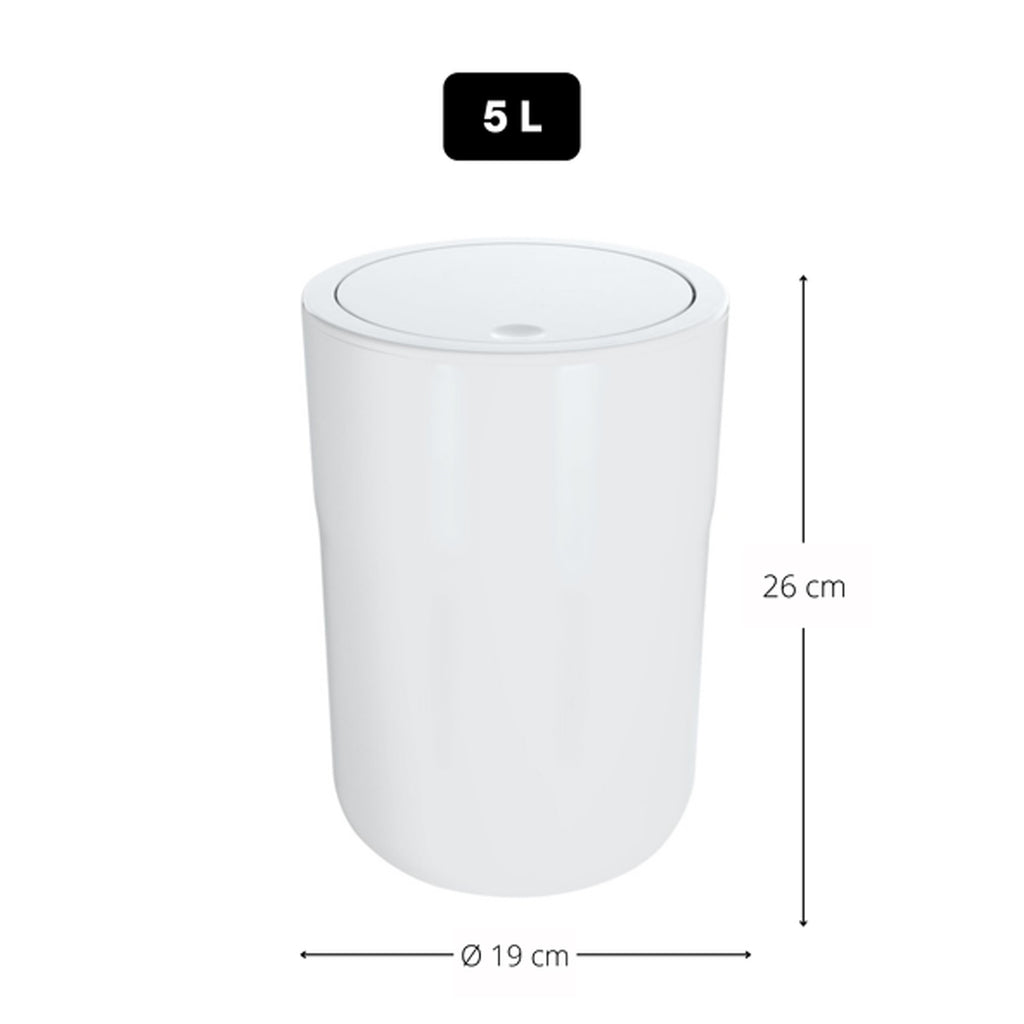 Cestino 5L con coperchio a dondolo modello Cocco - Bianco