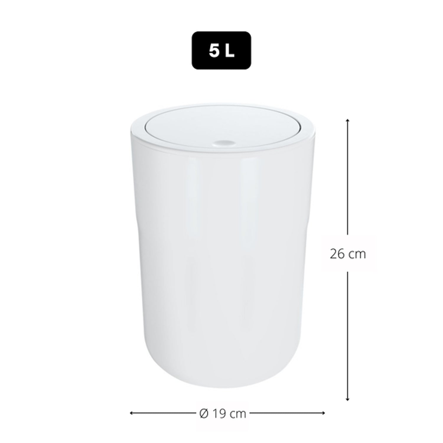 Cestino 5L con coperchio a dondolo modello Cocco - Bianco
