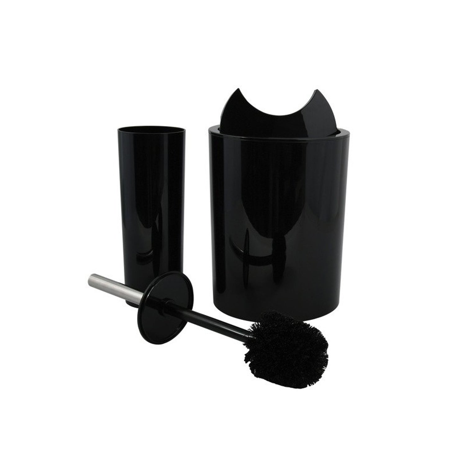 Cestino da 6L con coperchio ribaltabile e scopino modello Sun and Moon - Nero