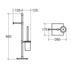 Piantatana portarotolo e portascopino con scopino incluso Lineabeta collezione Ranpin in ottone cromato base quadrata