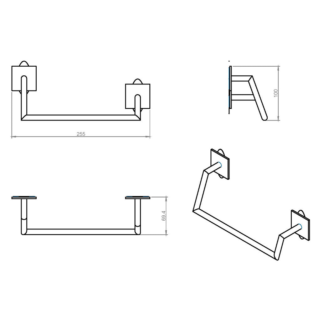 Porta asciugamani da incollo in ottone cromato della collezione 'Stick' by Cosmic - cm 25