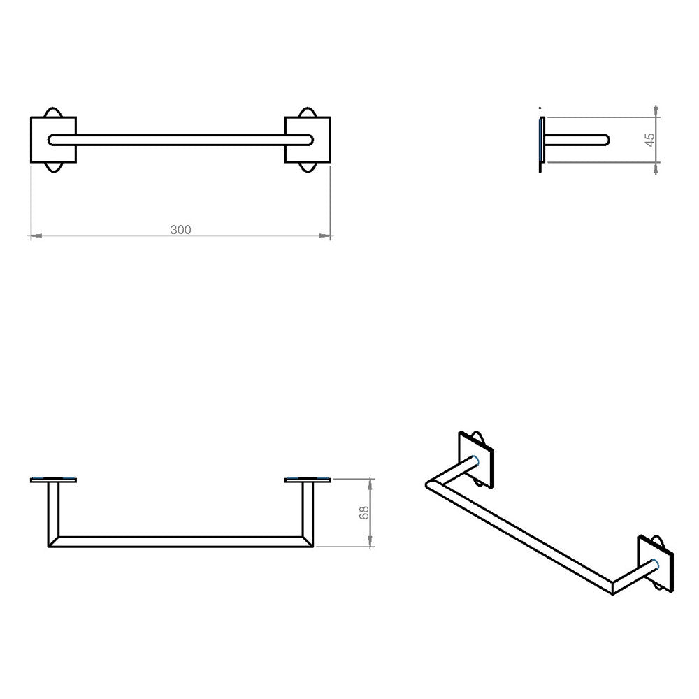 Porta asciugamani da incollo in ottone cromato della collezione 'Stick' by Cosmic - cm 30