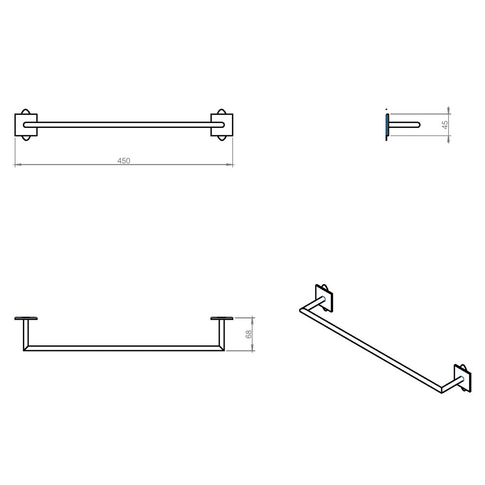 Porta asciugamani da incollo in ottone verniciato della collezione 'Stick' by Cosmic - cm 45 - Bianco