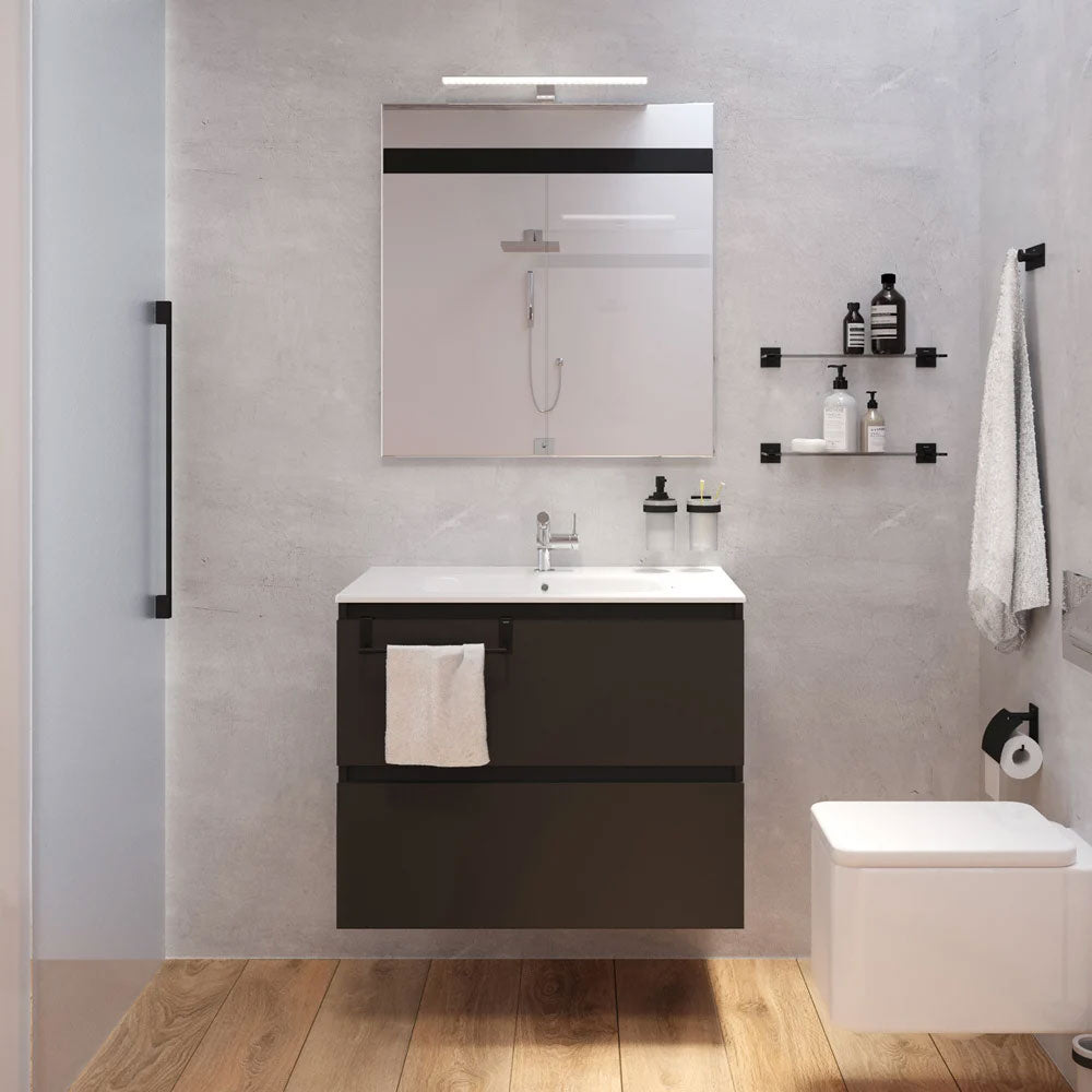 Porta asciugamani da appoggio in ottone verniciato della collezione 'Stick' by Cosmic - cm 28 - Nero