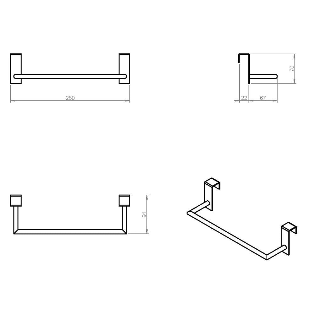 Porta asciugamani da appoggio in ottone cromato della collezione 'Stick' by Cosmic - cm 28