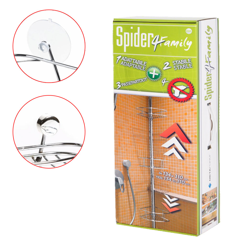 Portaoggetti doccia estensibile Metaform modello Spider 4 a 3 piani regolabili in altezza