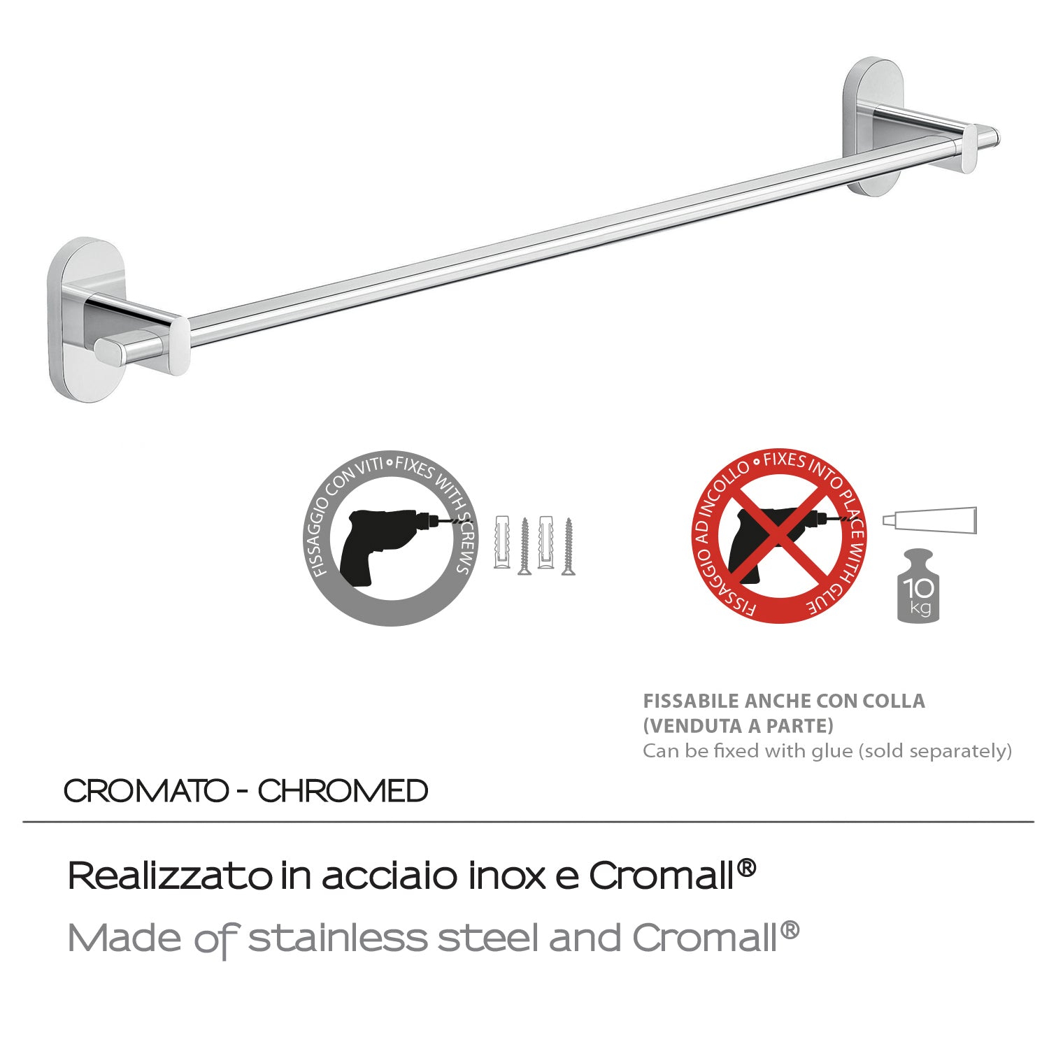 Portasalviette 60 cm in Acciaio Inox Gedy serie Febo - Cromato