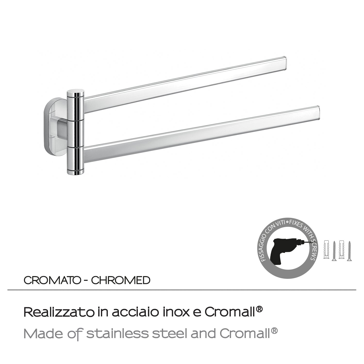 Portasalviette a snodo in Acciaio Inox Gedy serie Febo - Cromato