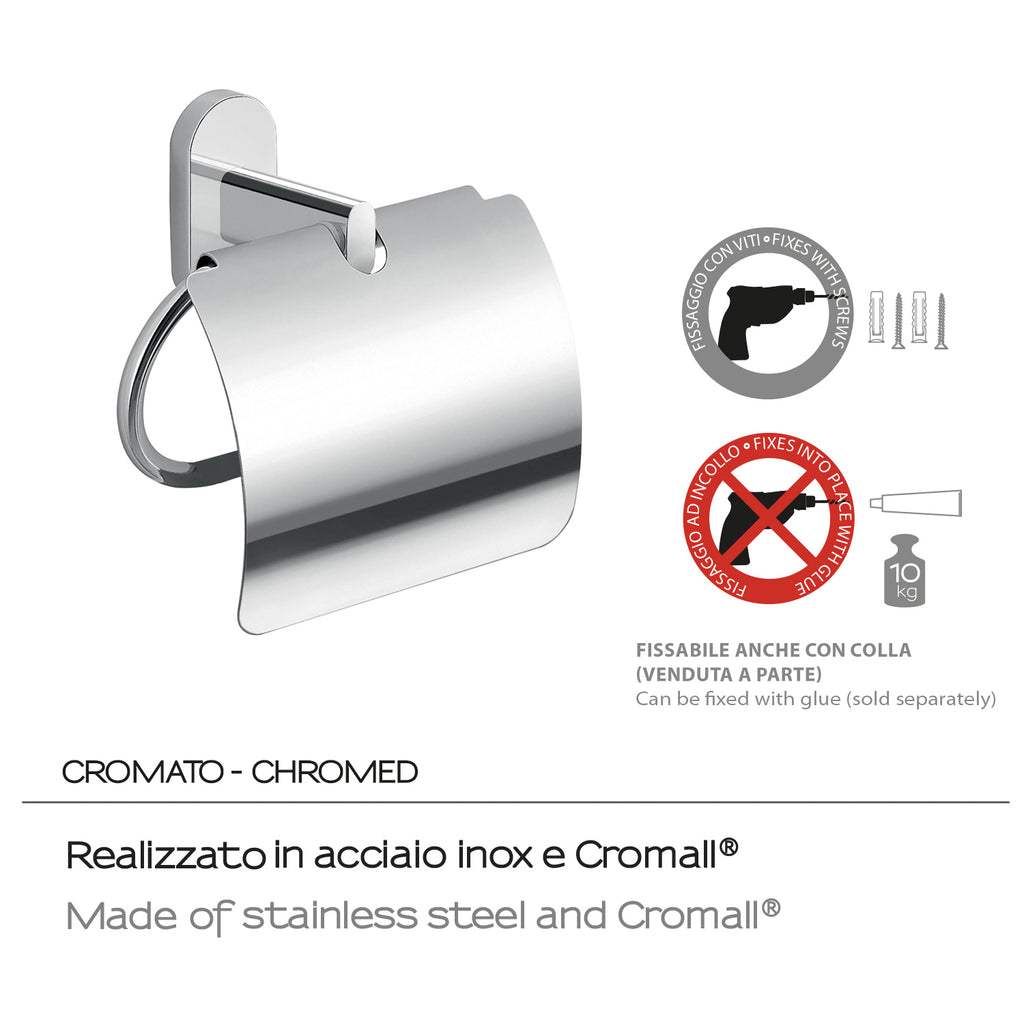 Portarotolo coperto in Acciaio Inox Gedy serie Febo - Cromato