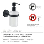 Dosasapone a muro in Acciaio Inox Eros di Gedy - Nero Matt