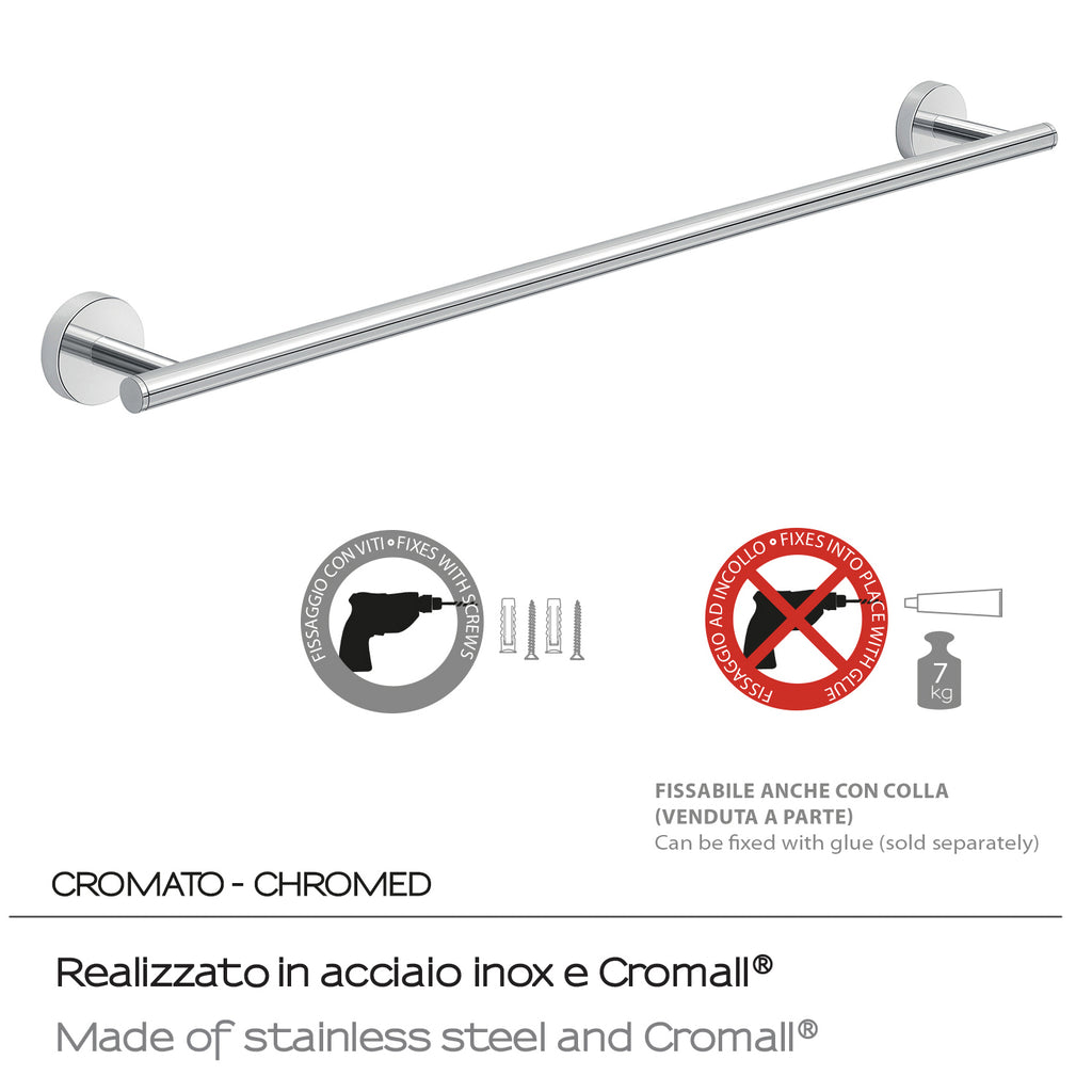 Portasalviette 60 cm a muro in Acciaio Inox Eros di Gedy - Cromato