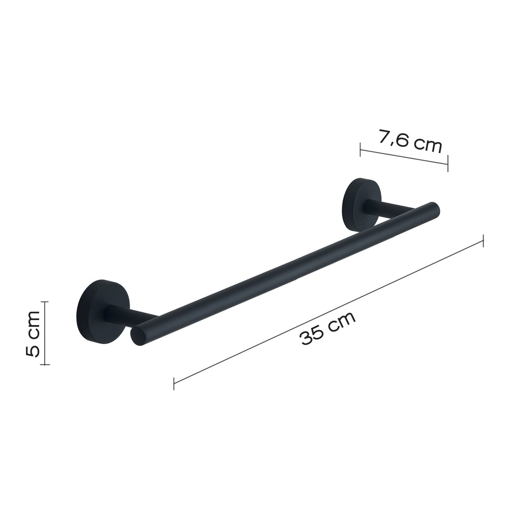 Portasalviette 35 cm a muro in Acciaio Inox Eros di Gedy - Nero Matt