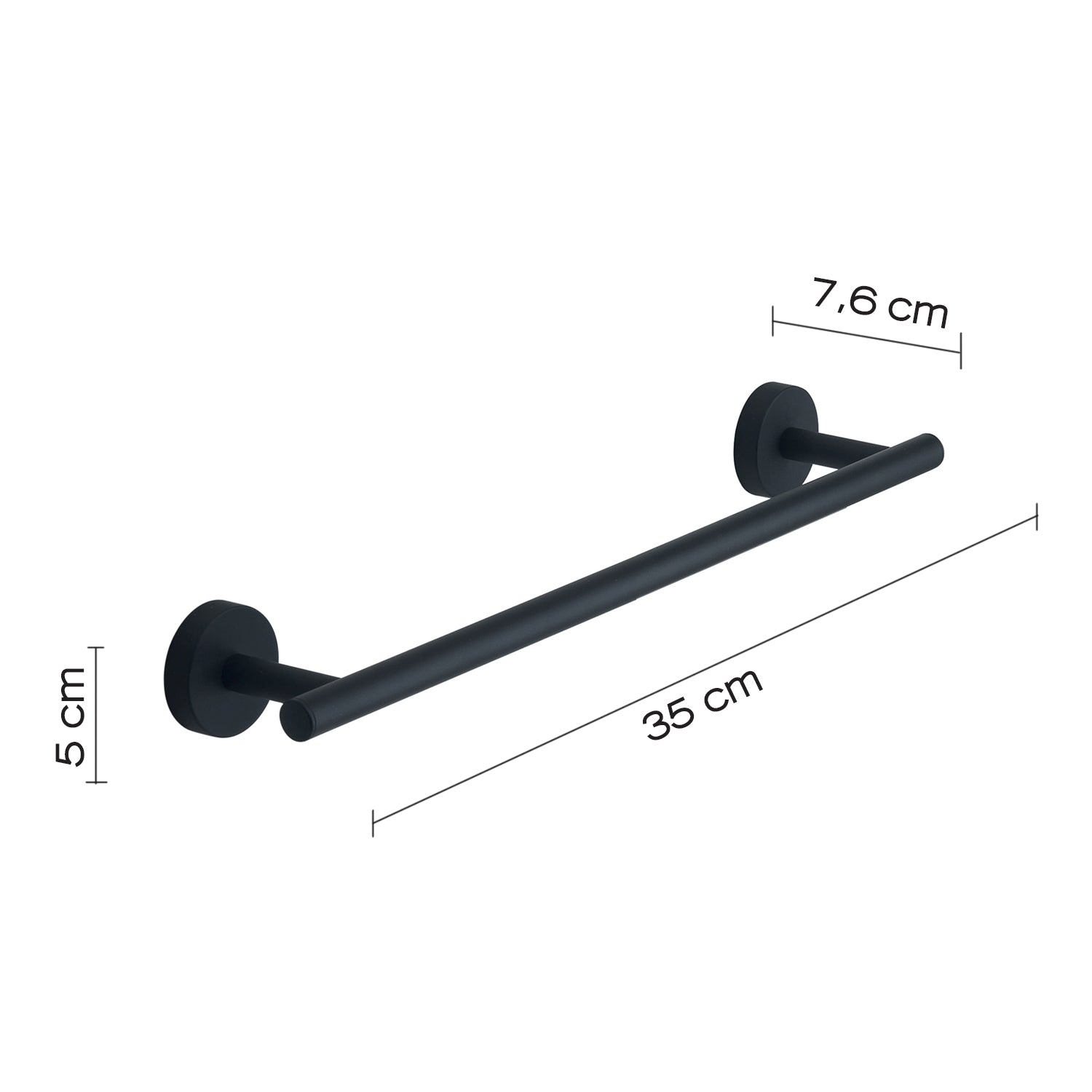 Portasalviette 35 cm a muro in Acciaio Inox Eros di Gedy - Nero Matt