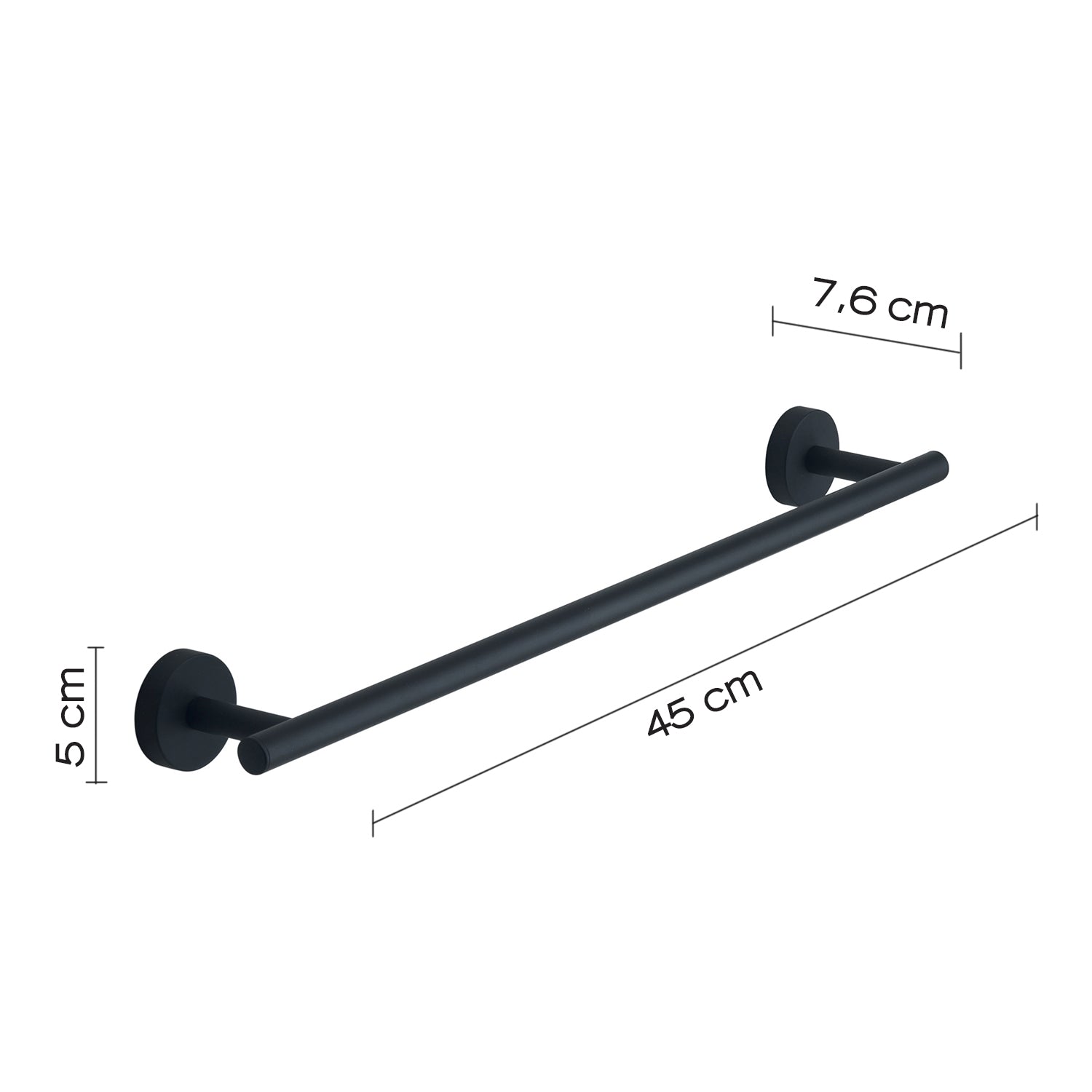 Portasalviette 45 cm a muro in Acciaio Inox Eros di Gedy - Nero Matt