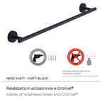 Portasalviette 60 cm a muro in Acciaio Inox Eros di Gedy - Nero Matt