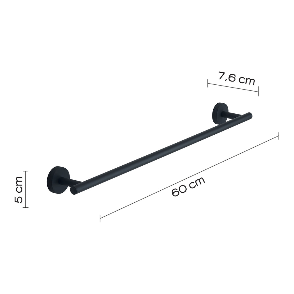 Portasalviette 60 cm a muro in Acciaio Inox Eros di Gedy - Nero Matt