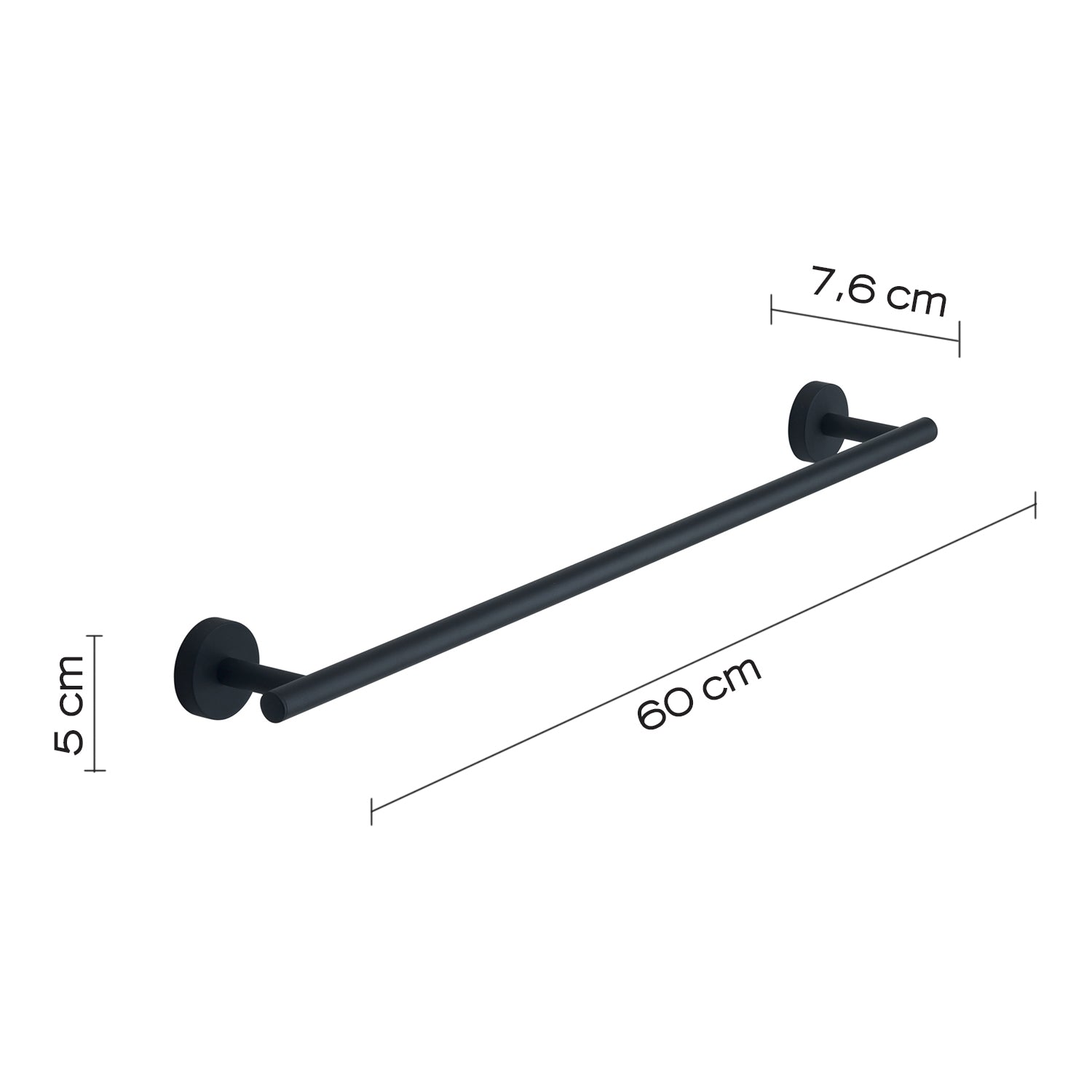 Portasalviette 60 cm a muro in Acciaio Inox Eros di Gedy - Nero Matt
